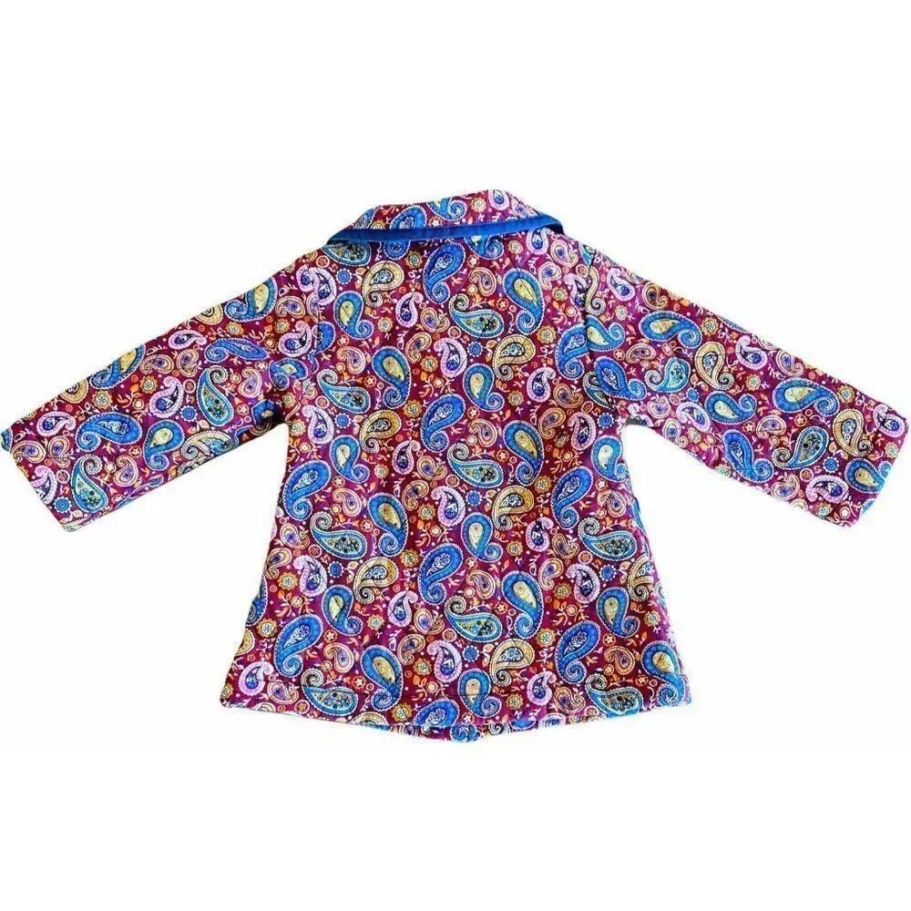 Maria Elena Quilted‎ Jacket Paisley Colorful Pockets Size 3T